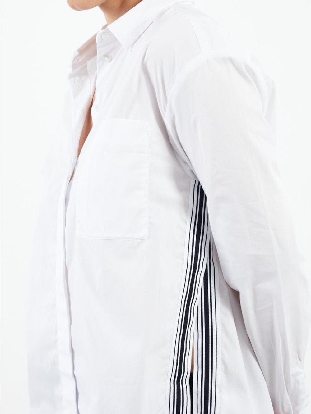 LACOSTE Women Button Down Long Sleeve Plain Casual Shirt Striped Accent White 32